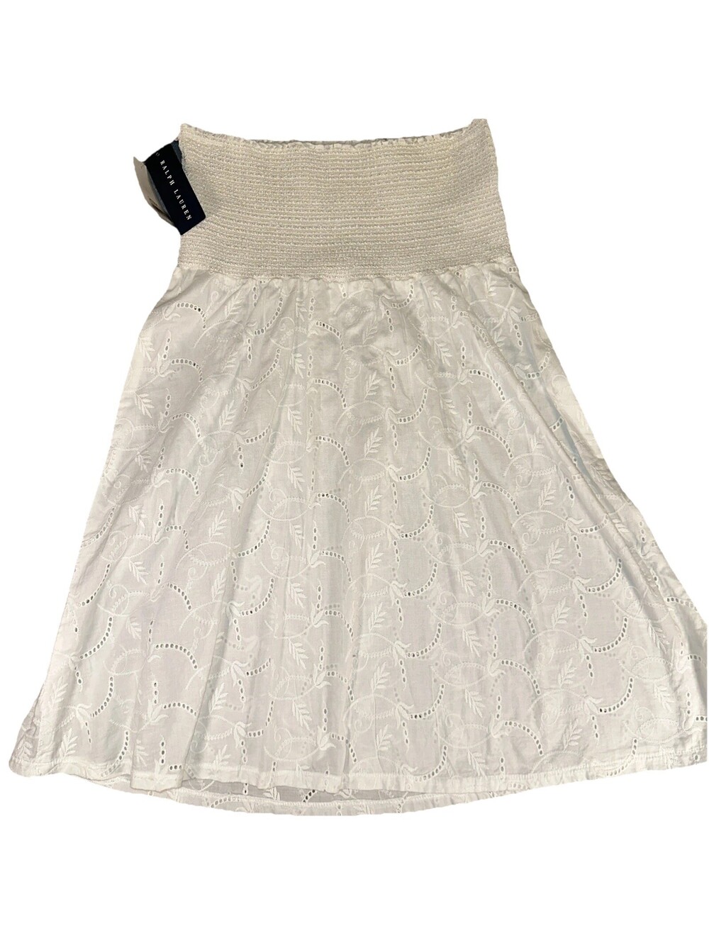 NWT $72 Banana Republic White Eyelet Strapless Dress Top Skirt Size M